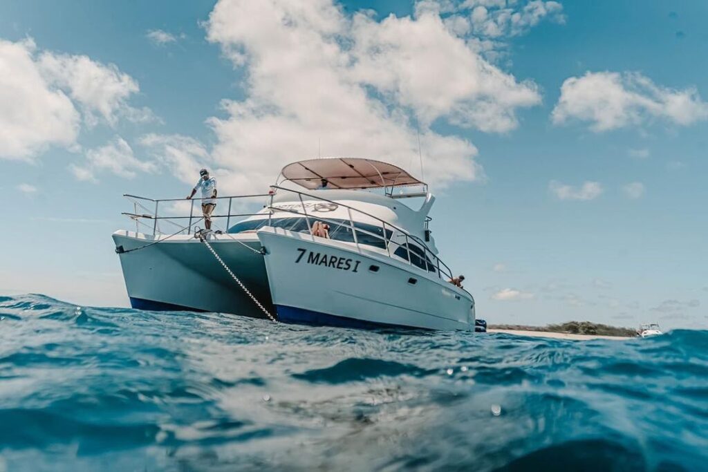 Catamaran based in San Cristobal that is operating the day tours to Punta Pitt, Kicker Rock and Española Island